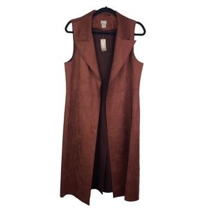 Chico’s Elongated Faux Suede Vest in Reddened Clay